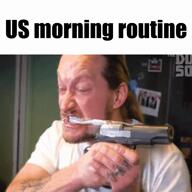 america chicken_nugget gun guns morning_routine toothbrush united_states_culture USA video // 600x600, 9.9s // 415KB