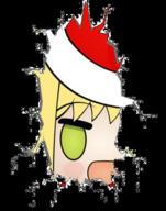 blonde_hair chibi fate green_eyes padoru png saber santa_hat Transparent // 371x473 // 135KB